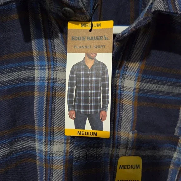 Eddie Bauer Mens Medium Flannel Shirt Long Sleeve Plaid Button Up - Picture 4 of 10